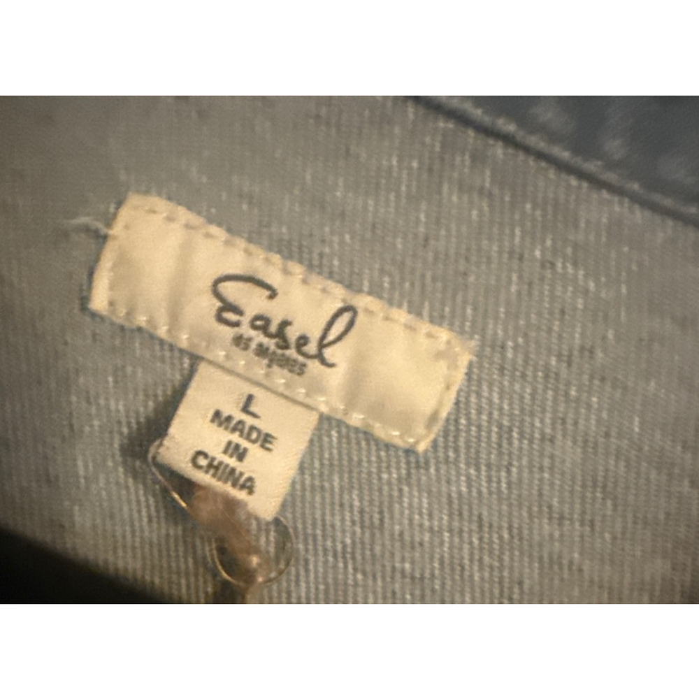 Women's Easel Blue Jean Jacket with White Bandana Print, Size L - Picture 2 of 3